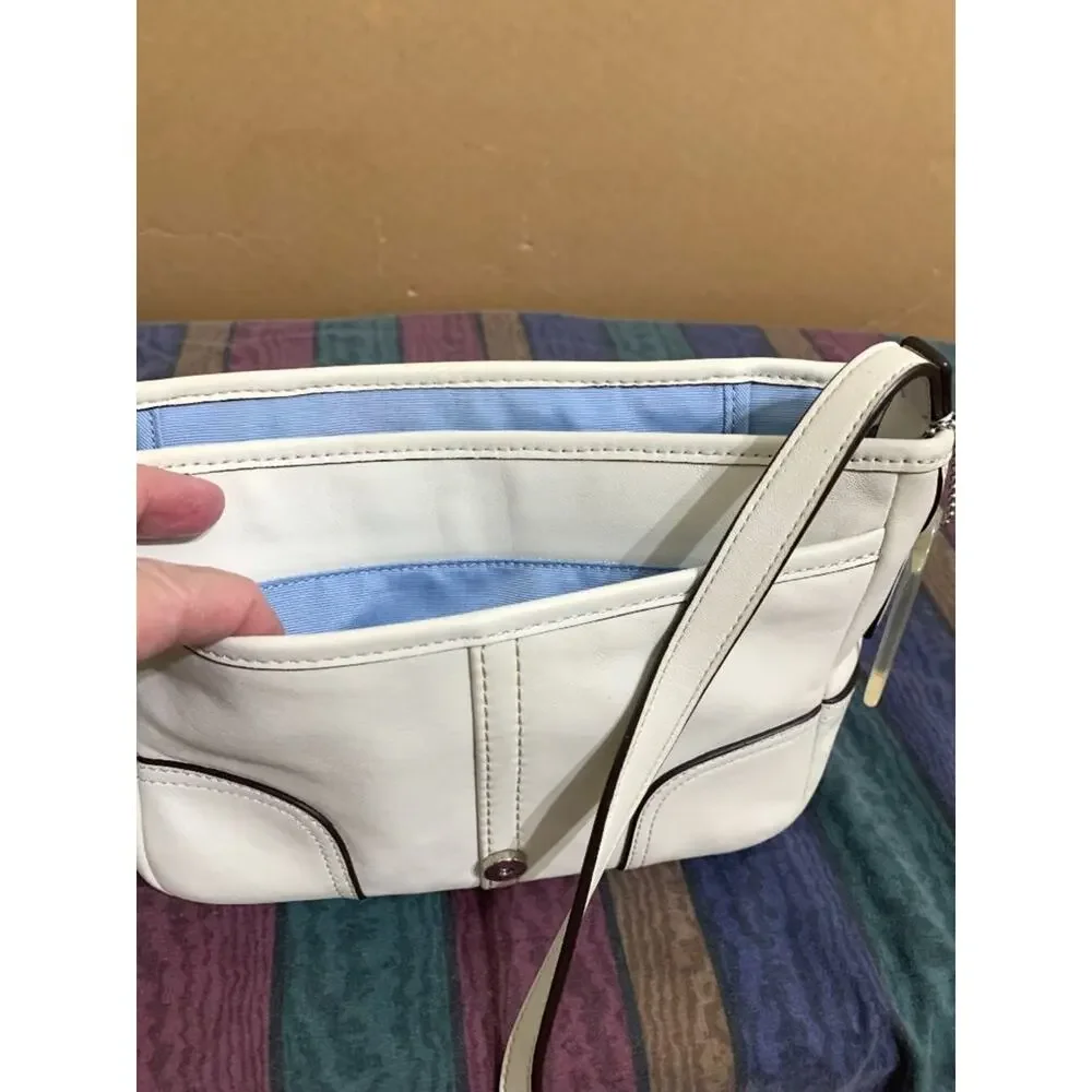 COACH HADLEY Small White Leather Buckle-Trim Field Bag Crossbody F29763